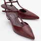 Asher - Burgundy Pointed Toe Backless Low Heel Pump (Women)