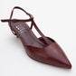 Asher - Burgundy Pointed Toe Backless Low Heel Pump (Women)