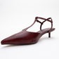 Asher - Burgundy Pointed Toe Backless Low Heel Pump (Women)