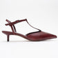 Asher - Burgundy Pointed Toe Backless Low Heel Pump (Women)
