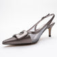 Foley - Platinum Striped Pointed Toe Backless Stiletto Pump (Women)