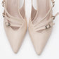 Magra Beige Cilt Pointed-Toe Slingback Stiletto (Women)