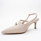 Magra Beige Cilt Pointed-Toe Slingback Stiletto (Women)