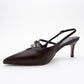 Magra Brown Cilt Pointed-Toe Slingback Stiletto (Women)