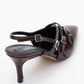 Magra Brown Cilt Pointed-Toe Slingback Stiletto (Women)