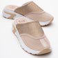 GLEA Beige Mesh Rhinestone Mules (Women)