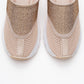 GLEA Beige Mesh Rhinestone Mules (Women)