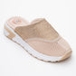 GLEA Beige Mesh Rhinestone Mules (Women)
