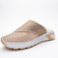 GLEA Beige Mesh Rhinestone Mules (Women)