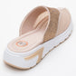GLEA Beige Mesh Rhinestone Mules (Women)