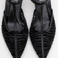 Lare - Black Mesh Patterned Pointed-Toe Low Heel Shoe (Women)