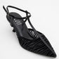 Lare - Black Mesh Patterned Pointed-Toe Low Heel Shoe (Women)