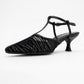 Lare - Black Mesh Patterned Pointed-Toe Low Heel Shoe (Women)