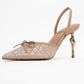 Peony - Beige Mesh Bow Pointed Toe Pump (Women)