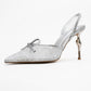 Peony - Silver Mesh Bow Pointed Toe Pump (Women)
