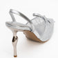 Peony - Silver Mesh Bow Pointed Toe Pump (Women)