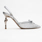 Peony - Silver Mesh Bow Pointed Toe Pump (Women)
