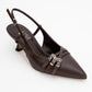 Woss - Brown Belt-Detail Heeled Shoe (Women)