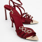 Auro - Burgundy Satin Embellished Buckled High Heel Pump (Women)