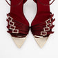 Auro - Burgundy Satin Embellished Buckled High Heel Pump (Women)