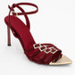 Auro - Burgundy Satin Embellished Buckled High Heel Pump (Women)