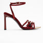 Auro - Burgundy Satin Embellished Buckled High Heel Pump (Women)