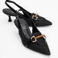 Osca - Black Pointed Toe Buckled Slingback Stiletto Pump (Women)