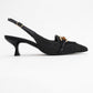 Osca - Black Pointed Toe Buckled Slingback Stiletto Pump (Women)