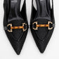 Osca - Black Pointed Toe Buckled Slingback Stiletto Pump (Women)