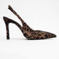 Roya - Black/Yellow Printed Satin Jeweled Pointed Toe Stiletto (Women)