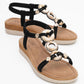 JUNES Black Buckle-Embellished Flat Sandal (Women)