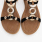 JUNES Black Buckle-Embellished Flat Sandal (Women)