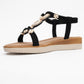 JUNES Black Buckle-Embellished Flat Sandal (Women)