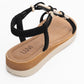 JUNES Black Buckle-Embellished Flat Sandal (Women)