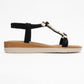 JUNES Black Buckle-Embellished Flat Sandal (Women)