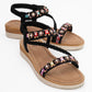 YUAN Black Braided Strap Sandal (Women)