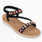 YUAN Black Braided Strap Sandal (Women)