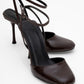 Blues - Brown Patent Round Toe Ankle-Tie High Heel (Women)