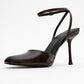 Blues - Brown Patent Round Toe Ankle-Tie High Heel (Women)