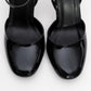 Blues - Black Patent Round Toe Ankle-Tie High Heel (Women)