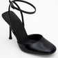 Blues - Black Patent Round Toe Ankle-Tie High Heel (Women)