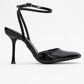 Blues - Black Patent Round Toe Ankle-Tie High Heel (Women)