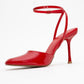 Blues - Red Patent Round Toe Ankle-Tie High Heel (Women)