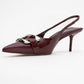 Lustre - Burgundy Patent Buckle Pointed Toe Heeled Shoe (Women)