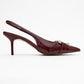 Lustre - Burgundy Patent Buckle Pointed Toe Heeled Shoe (Women)