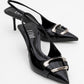 Lustre - Black Patent Buckle Pointed Toe Heeled Shoe (Women)