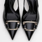 Lustre - Black Patent Buckle Pointed Toe Heeled Shoe (Women)