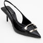 Lustre - Black Patent Buckle Pointed Toe Heeled Shoe (Women)