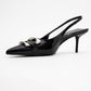 Lustre - Black Patent Buckle Pointed Toe Heeled Shoe (Women)