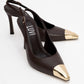 Flare - Brown Gold Detail Heeled Shoe (Women)